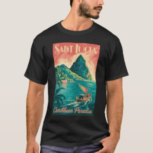 セントルシア ボート イラスト 旅行 アート ヴィンテージ Tシャツ
