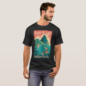 セントルシア ボート イラスト 旅行 アート ヴィンテージ Tシャツ (正面フル)