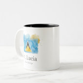 セントルシア 水彩旗 | カリブ海の伝統 ツートーンマグカップ (正面左)