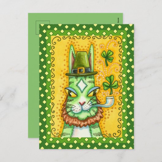 セントレプラーシャンHIS N' FITZ LEPRECHAUN、パディーズデイおもしろいネコ シーズンポストカード (正面/裏面)