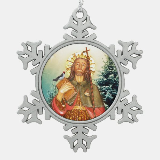 セントロッコウィンター（鳥）ショウジョウコウカンチョウプータースノーフレークオーナメント スノーフレークピューターオーナメント (正面)