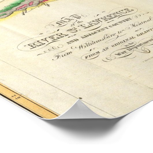 セントローレンス川と隣接国の地図 ポスター (角)