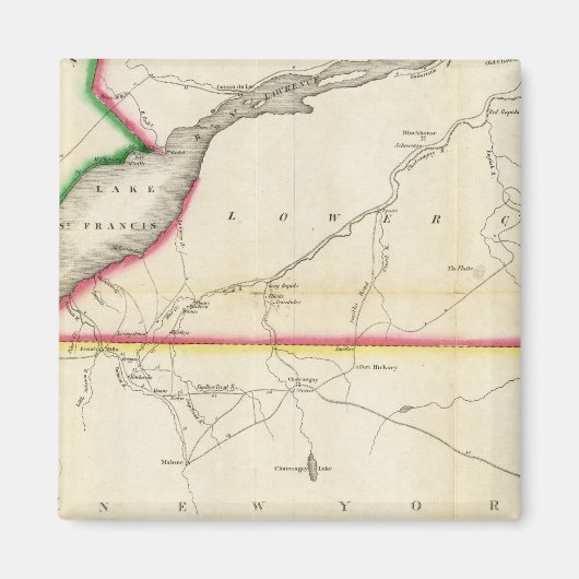 セントローレンス川と隣接国の地図 マグネット (正面)