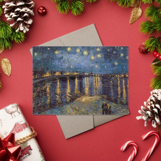 セントヴァンゴッホによってローネ川の上の星空の夜 アクリル招待状 (インサイチュ (クリスマス))