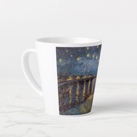セントヴァンゴッホによってローネ川の上の星空の夜 カフェラテマグ (左アングル)
