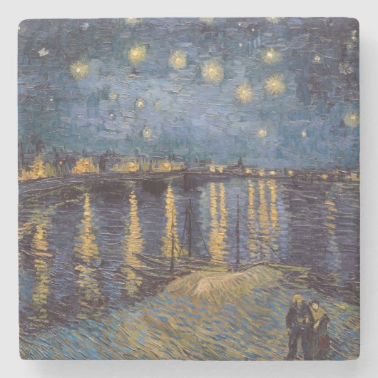 セントヴァンゴッホによってローネ川の上の星空の夜 ストーンコースター (正面)
