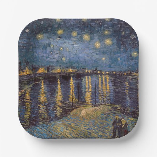 セントヴァンゴッホによってローネ川の上の星空の夜 ペーパープレート