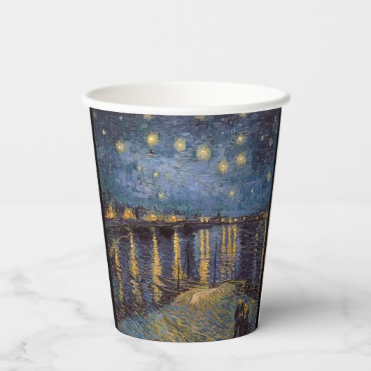 セントヴァンゴッホによってローネ川の上の星空の夜 紙コップ (裏面)