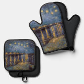 セントヴァンゴッホによってローネ川の上の星空の夜 鍋つかみ&鍋敷きセット (正面/裏面)