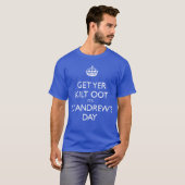 セント・アンドルーズ・デイの白い文字で「キルトを出せ」 Tシャツ (正面フル)