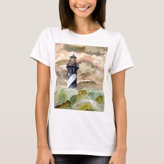 セント・オーガスチンフロリダの灯台絵画 Tシャツ (正面)