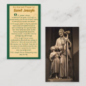 セント・ジョセフ祈りの言葉カードへの古代祈りの言葉 名刺 (正面/裏面)