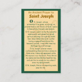 セント・ジョセフ祈りの言葉カードへの古代祈りの言葉 名刺