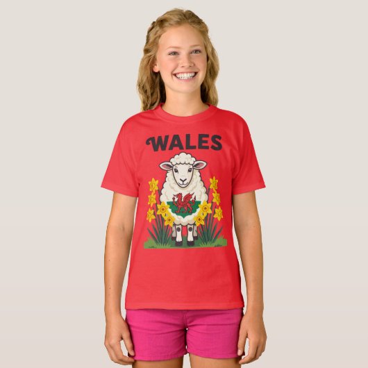 セント・デイビデの日を盛り上げる羊のデザイン Tシャツ (正面フル)