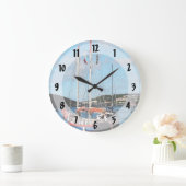 セント・トーマスの赤、白、青のボート ラージ壁時計 (ホーム)