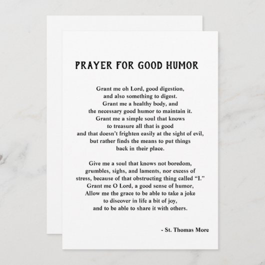 セント・トーマスより良いユーモアのための祈りの言葉 シーズンカード (正面/裏面)