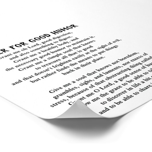 セント・トーマスより良いユーモアのための祈りの言葉 ポスター (角)