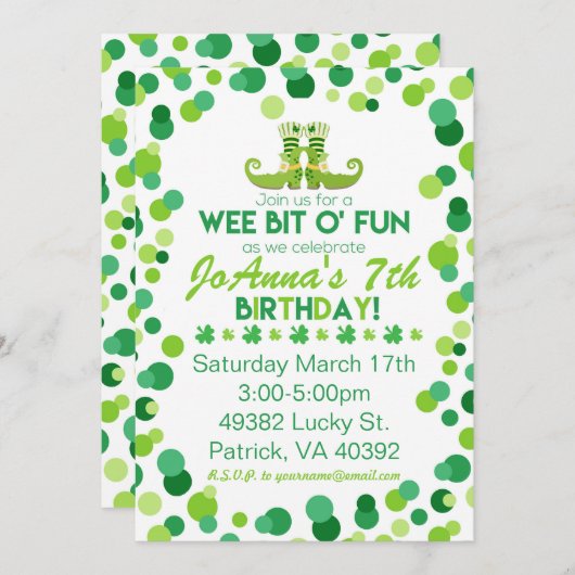 セント·パトリックのテーマバースデーパーティ招待状 招待状 (正面/裏面)