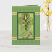 セント·パトリックのデイカード·ヴィンテージ·イメージと少女 カード (黄色い花)