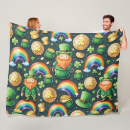 セント・パトリックのパターン – レプレチャウンズと金ゴールド フリースブランケット