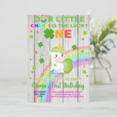 セント・パトリックの小さなチャーム誕生日パーティー招待状。 招待状 (スタンド正面)