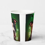 セント・パトリックの日にアメリカの（犬）スタッフォード犬 紙コップ (右)