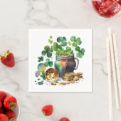 セント・パトリックの日のシャムロックとコイン スタンダードカクテルナプキン (インサイチュ)