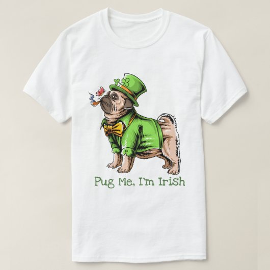 セント・パトリックの日のパグ Tシャツ (デザイン正面)
