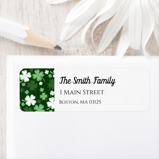 セント・パトリックの日の住所グリーンシャムロック ラベル (インサイチュ)