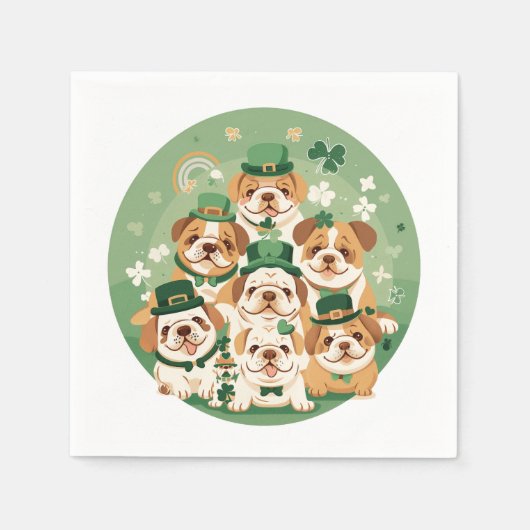 セント・パトリックの日の英語のブルドッグ スタンダードカクテルナプキン (正面)