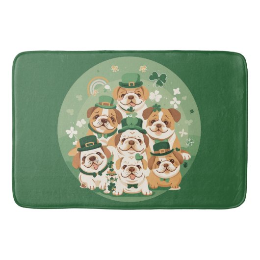 セント・パトリックの日の英語のブルドッグ バスマット (正面)