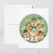 セント・パトリックの日の英語のブルドッグ ポストカード (正面/裏面)