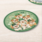 セント・パトリックの日の英語のブルドッグ ラウンドペーパーコースター (アングル)