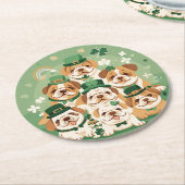 セント・パトリックの日の英語のブルドッグ ラウンドペーパーコースター (アングル)