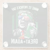 セント・パトリックの日を再素晴らしびトランプおもしろいにする ガラスコースター (裏面)