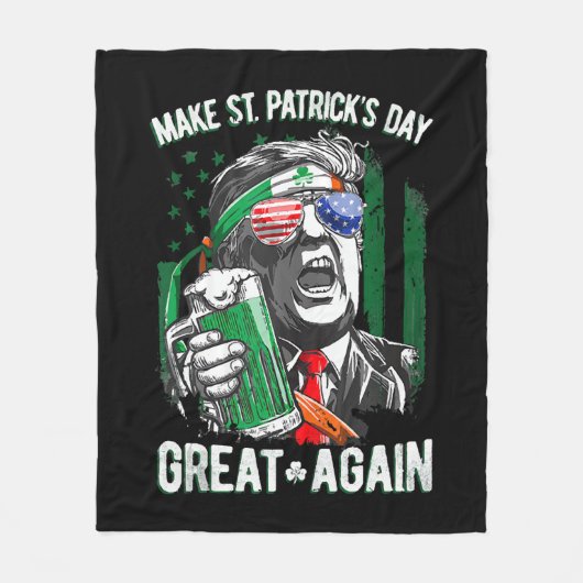 セント・パトリックの日を再素晴らしびトランプおもしろいにする フリースブランケット (正面)