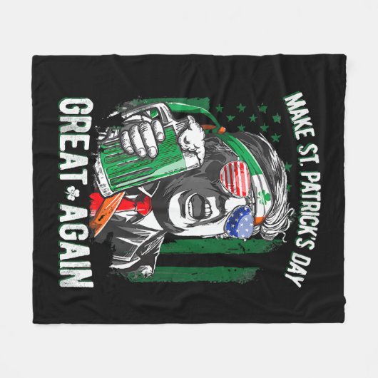 セント・パトリックの日を再素晴らしびトランプおもしろいにする フリースブランケット (正面(横))