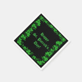 セント・パトリックの日グリーンとブラック・シャムロック・ナプキンス スタンダードカクテルナプキン (角)