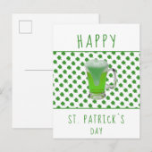 セント・パトリックの日グリーンビールシャムロックパターン ポストカード (正面/裏面)