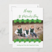 セント・パトリックの日シャムロックの白い緑の写真 シーズンポストカード (正面/裏面)