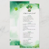 セント・パトリックの日バビーシャワーゲームカード メニュー (正面/裏面)