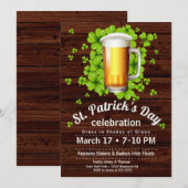 セント・パトリックの日ビール&シャームロック・オン・ウッド 招待状 (正面/裏面)
