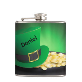 セント・パトリックの日レプレシャン・ハットと金ゴールドポット フラスク