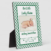 セント・パトリックの誕生発表男の赤ちゃん写真 フォトプラーク (側面)