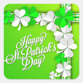 セント・パトリックの「シャムロック/リボン」ハッピーSt patricks スクエアシール