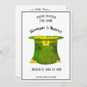 セント·パトリックズ·デイ·パーティの招待状·グリーン·ハット·金ゴールド 招待状 (正面/裏面)