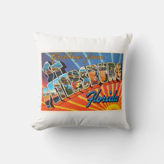 セント・ピーターズバーグフロリダFLのヴィンテージ旅行記念品 クッション (正面)