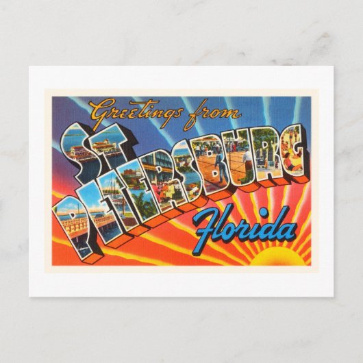 セント・ピーターズバーグフロリダFLのヴィンテージ旅行記念品 ポストカード (正面)