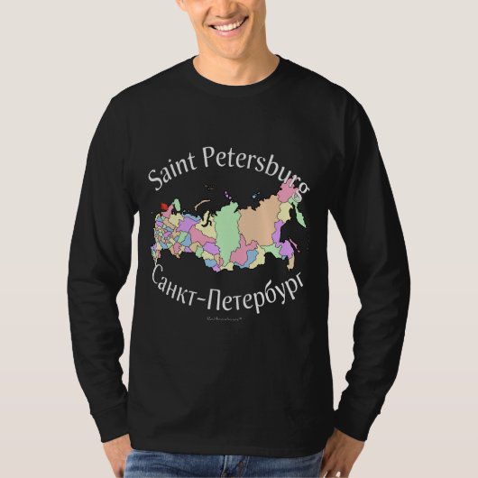 セント・ピーターズバーグ都市ロシアの地図 Tシャツ (正面)