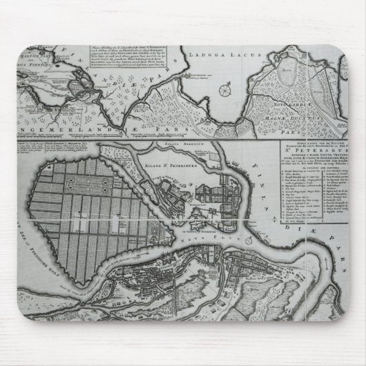 セント・ピーターズバーグ、c.1750の地図 マウスパッド (正面)